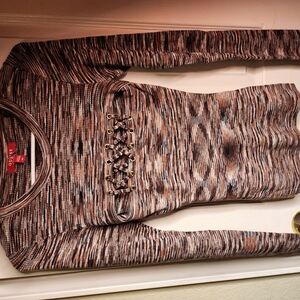 Brown and Black Patterned Long Sleeve Top